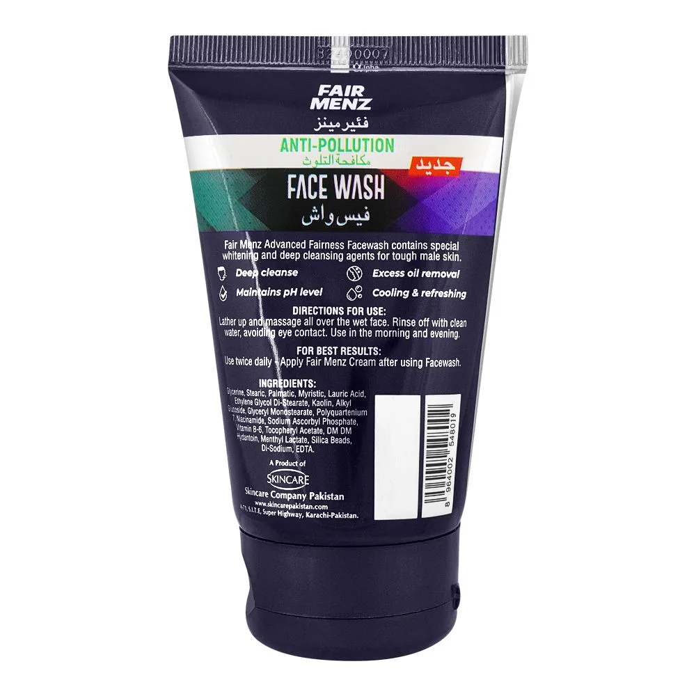 Side view of fair menz anti-pollution men's face wash, 110g