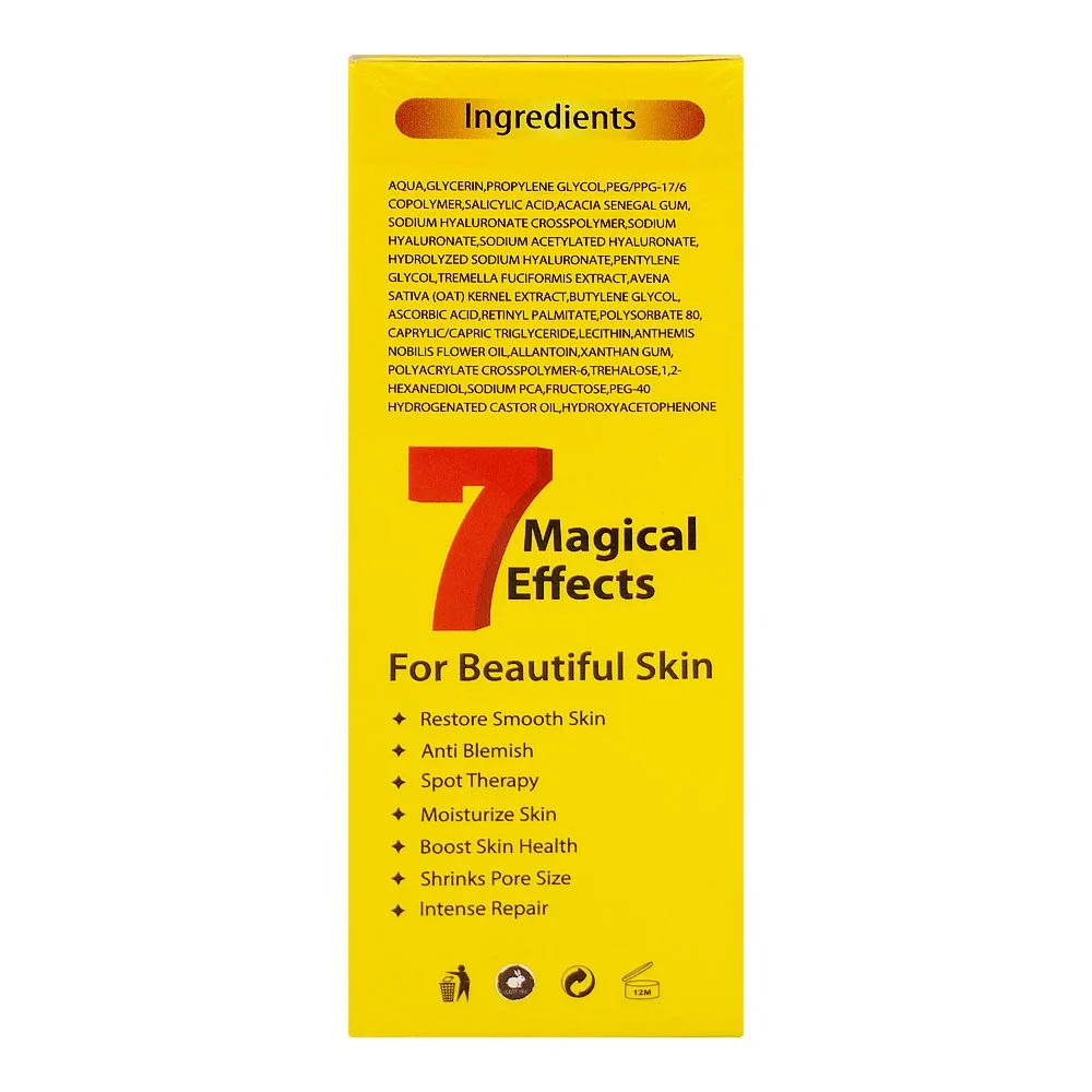 Side view of fiabila botanicals acne+ treatment serum with tea tree oil, removes dark spots & acne marks, 30ml