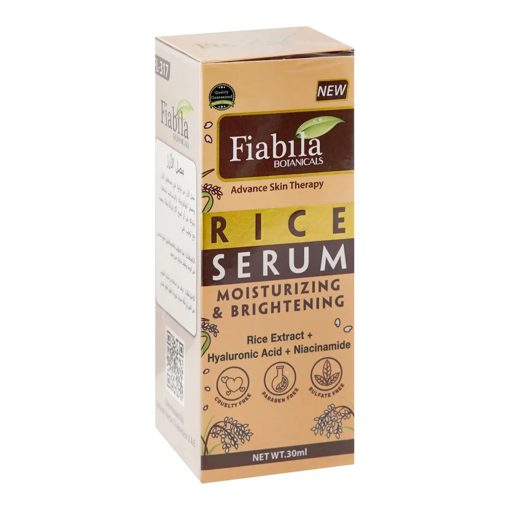 Fiabila Botanicals Moisturizing & Brightening Rice Serum, For All Types Of Skin, 30ml