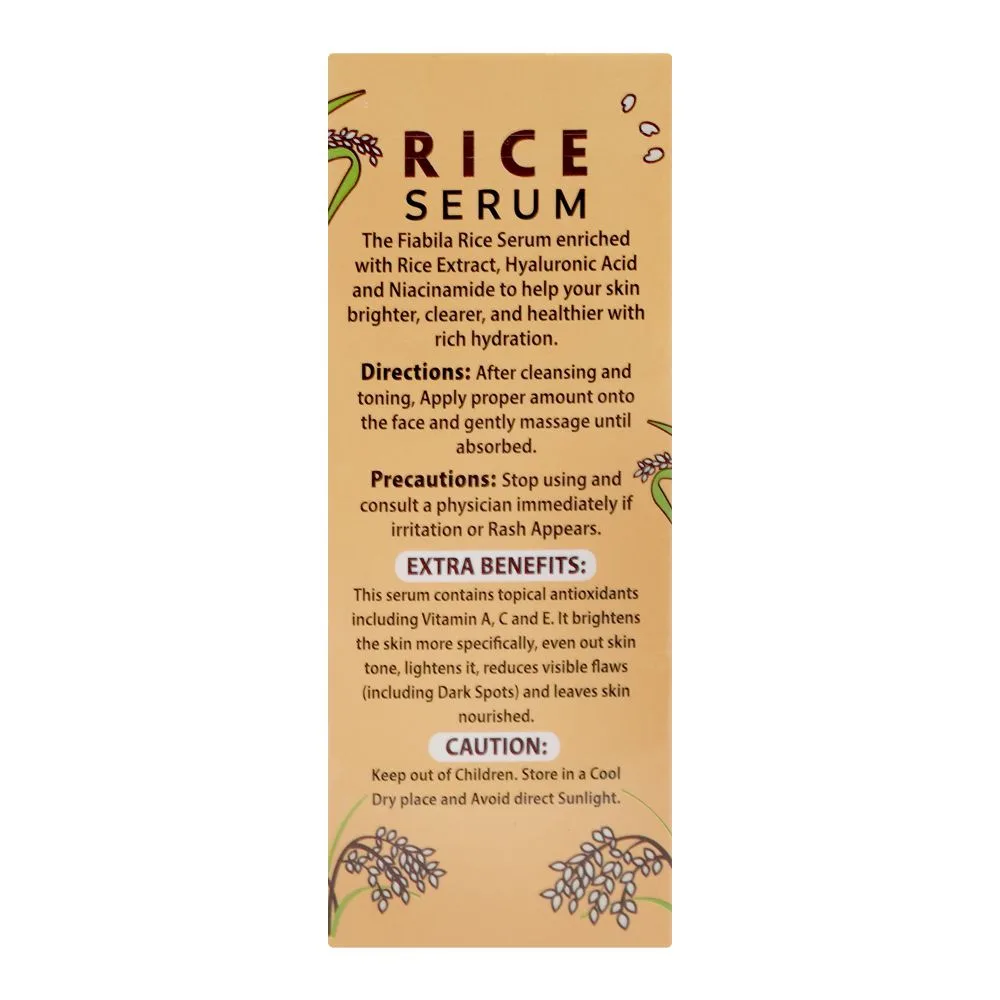Comfortable casual fiabila botanicals moisturizing & brightening rice serum, for all types of skin, 30ml