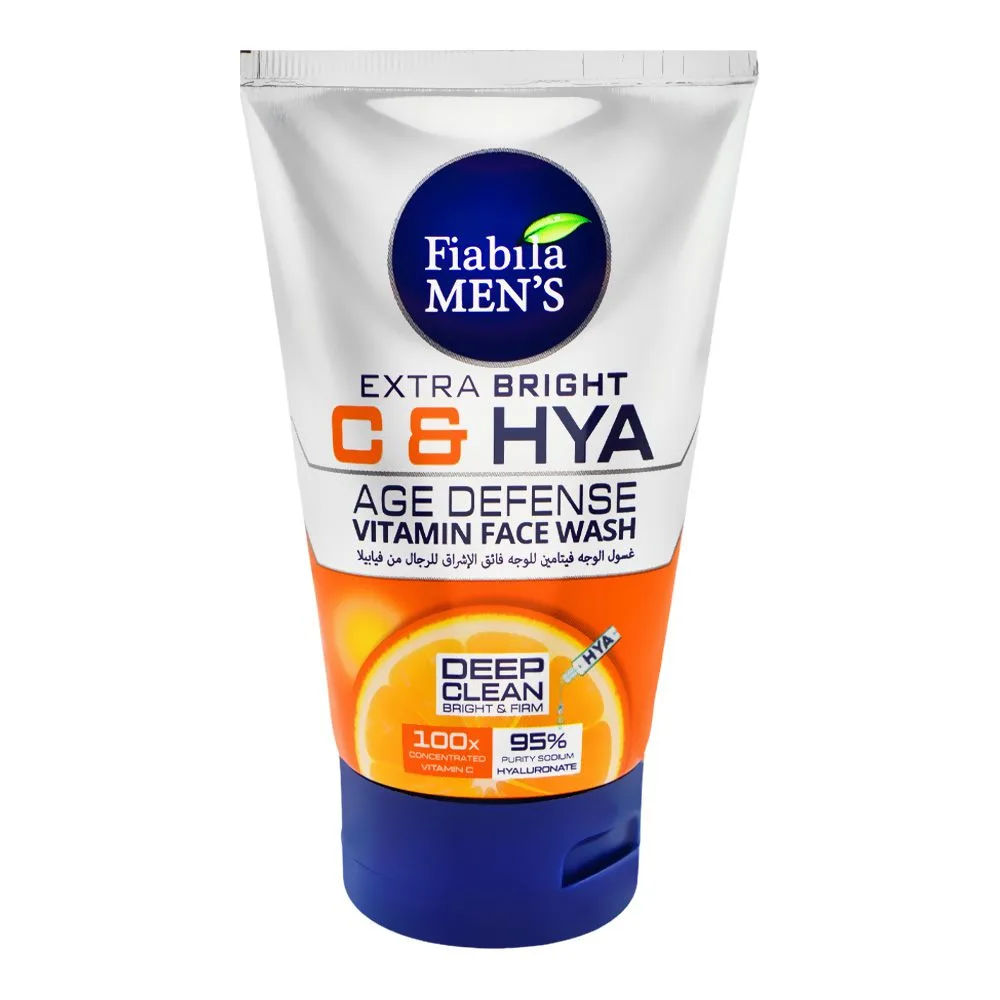 Fiabila Men's Extra Bright C & HYA Age Defense Face Wash, Vitamin C, For All Types Of Skin, 100ml