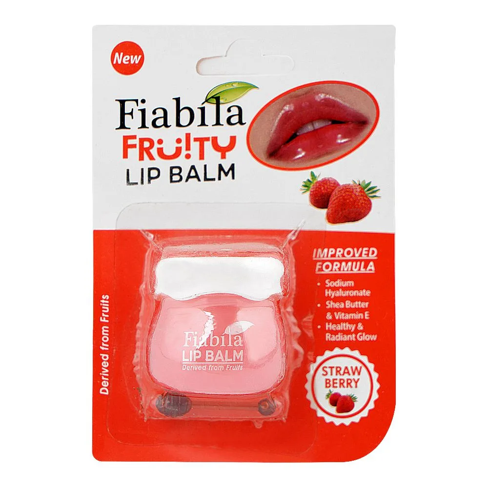 Fiabila Strawberry Fruity Lip Balm, Shea Butter & Vitamin E, 6g