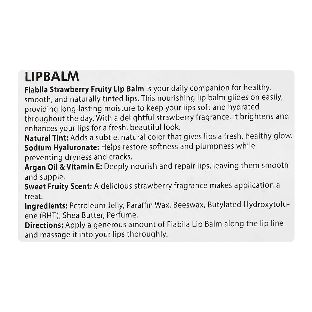 Comfortable casual fiabila strawberry fruity lip balm, shea butter & vitamin e, 6g