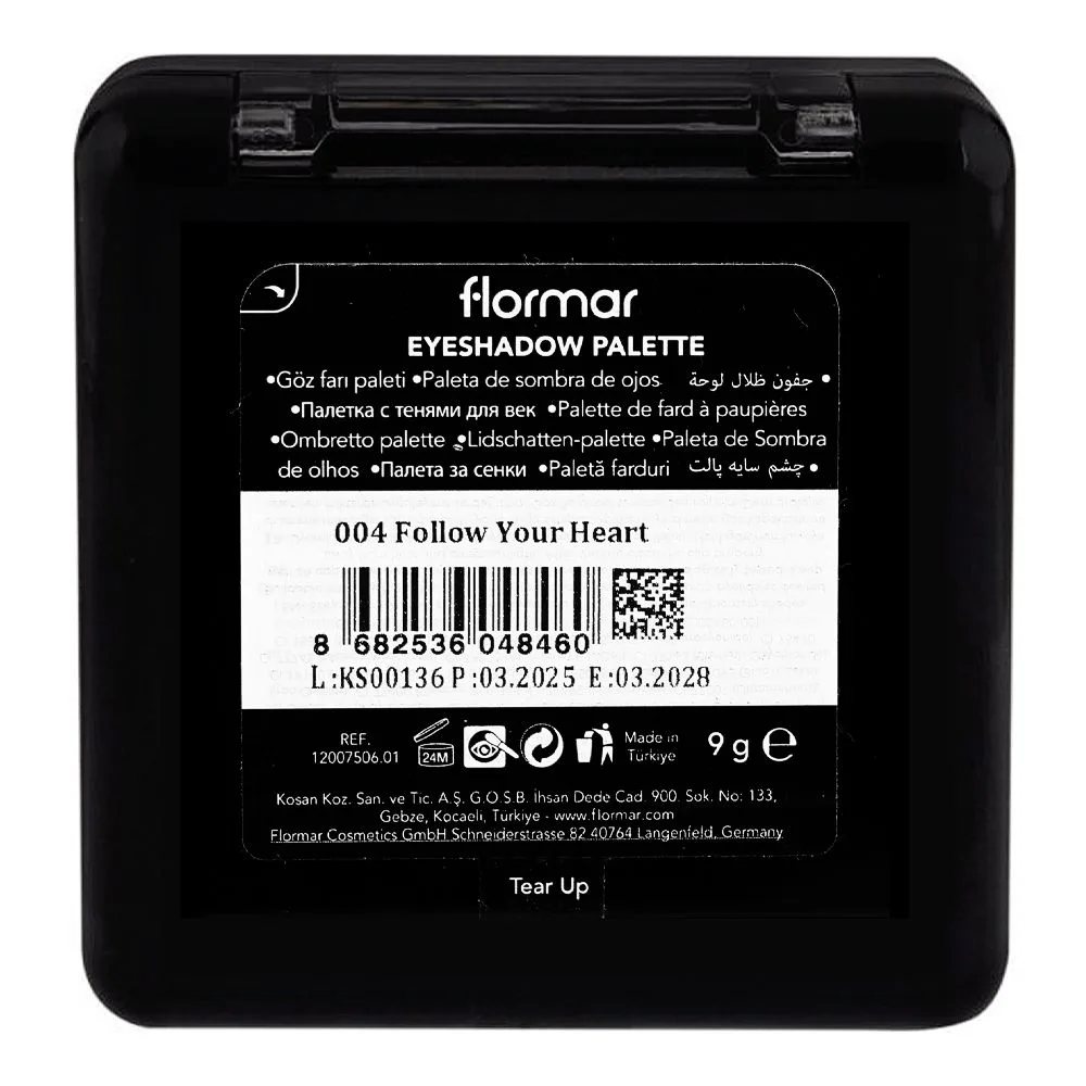 Flormar Eye Shadow Palette, 004 Follow Your Heart 9-Pack shades and color detail