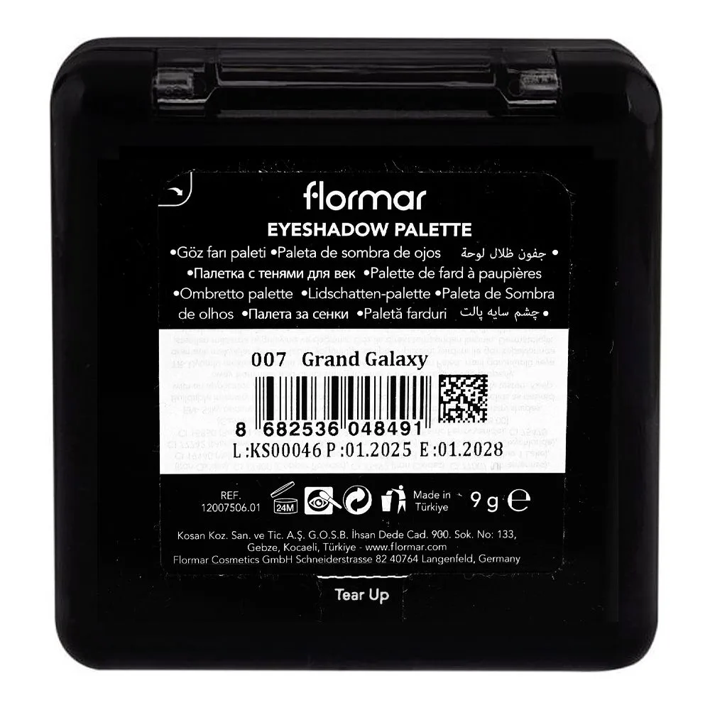 Flormar Eye Shadow Palette, 007 Grand Galaxy 9-Pack shades and color detail