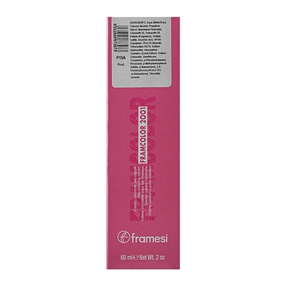 Side view of framesi framcolor 2001 hair colouring cream, 4exn medium chestnut extreme natural