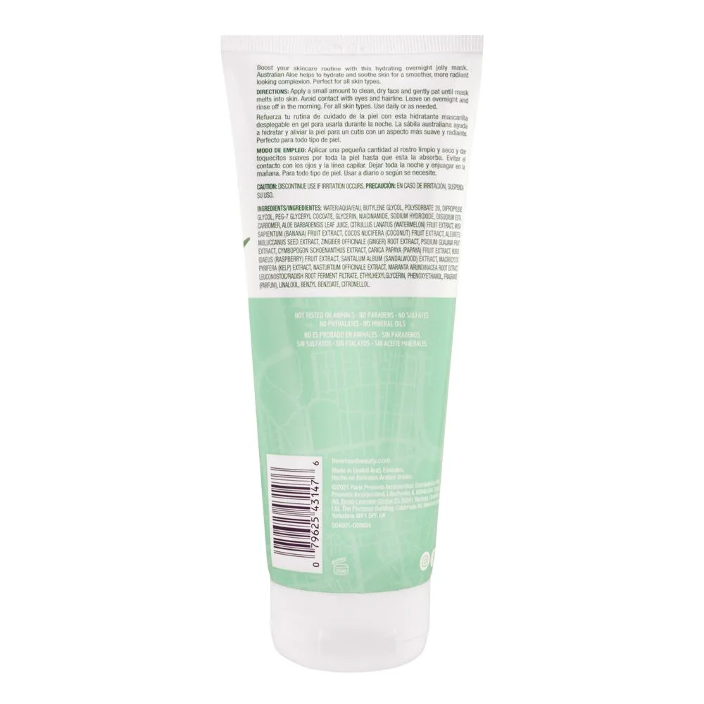 Side view of freeman australian aloe hydrating jelly mask, overnight mask for a morning glow, 175ml