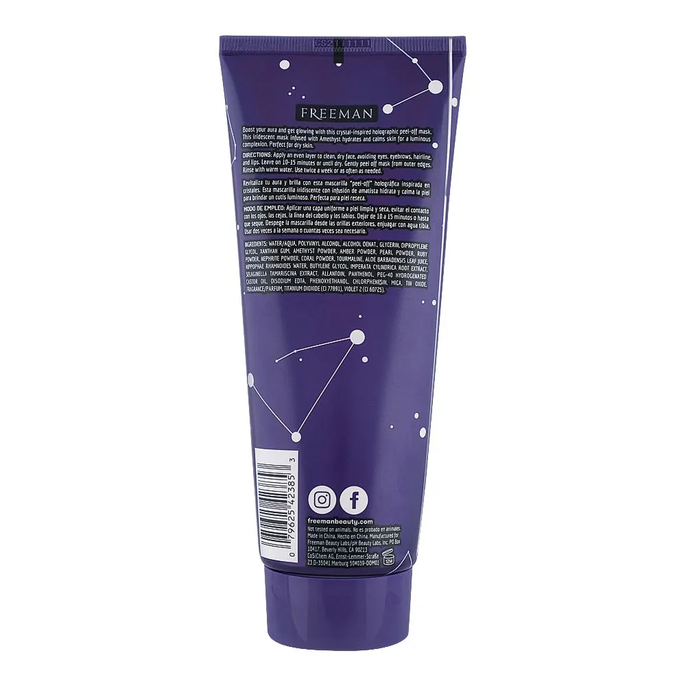 Side view of freeman cosmic holographic peel-off mask, 175ml