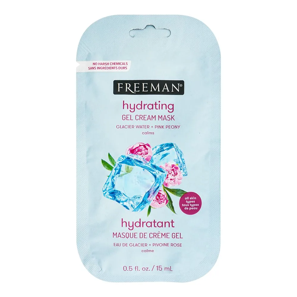 Freeman Hydrating Glacier Water + Pink Peony Calms Gel Cream Mask, For All Skin Types, 15ml