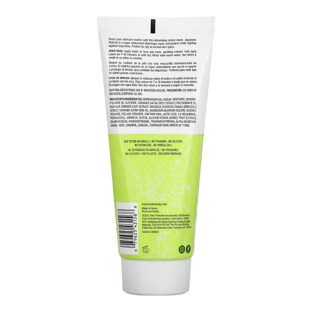 Side view of freeman japanese matcha detoxifying cream mask, 175ml
