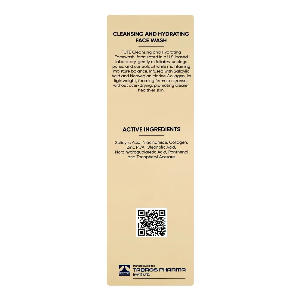 Comfortable casual fute cleansing and hydrating face wash, niacinamide, salicylic acid & norwegian marine collagen, for healthier skin, 50ml