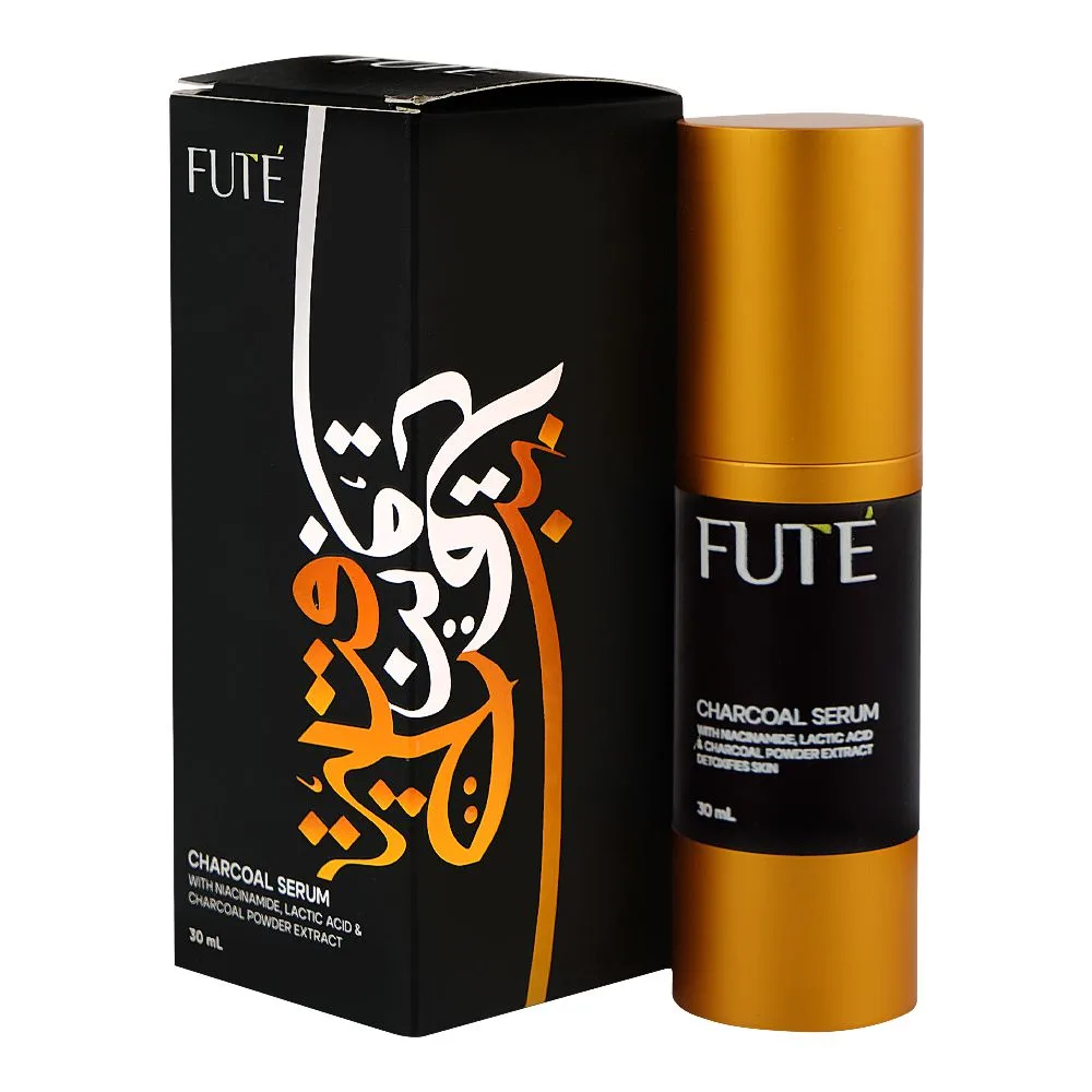 Fute Powder Extract Charcoal Serum, Niacinamide Lactic Acid & Charcoal, For Sensitive Skin, 30ml