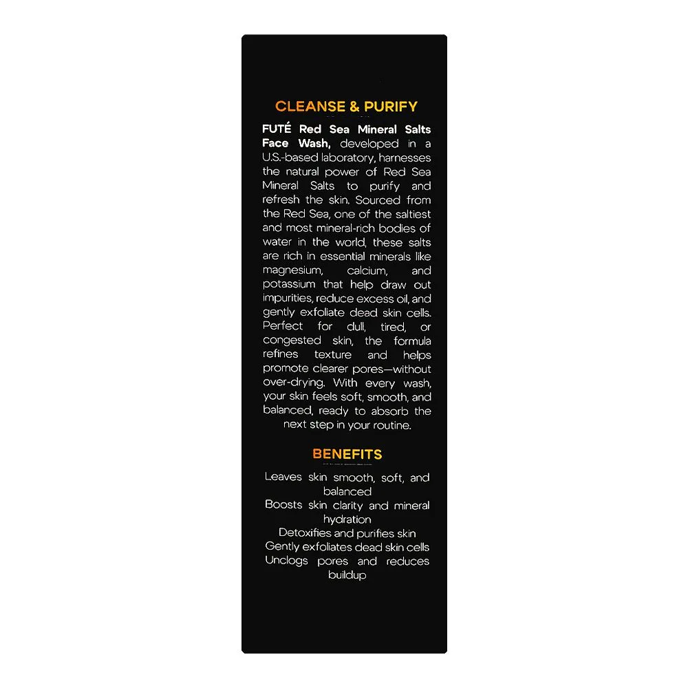 Side view of fute red sea mineral salt face wash, 50ml