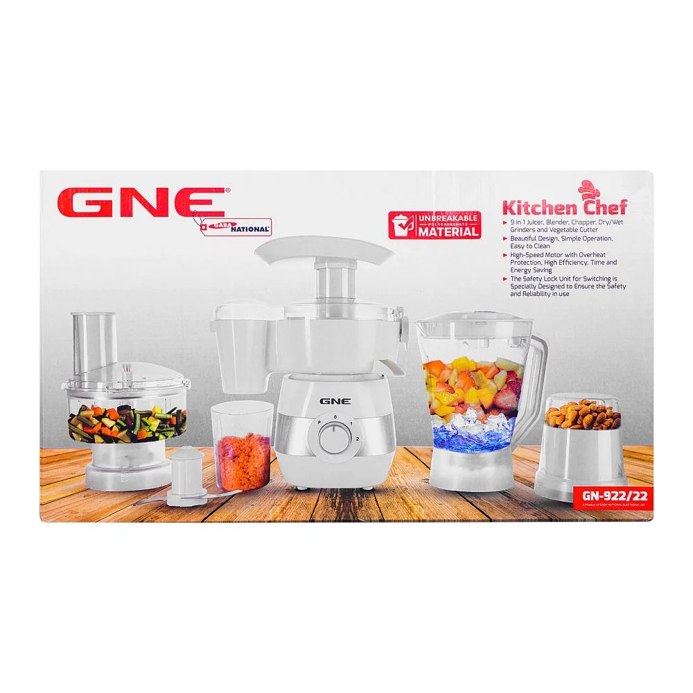 Side view of gaba national 9-in-1 food factory, 450w, gne-922/22 u/br