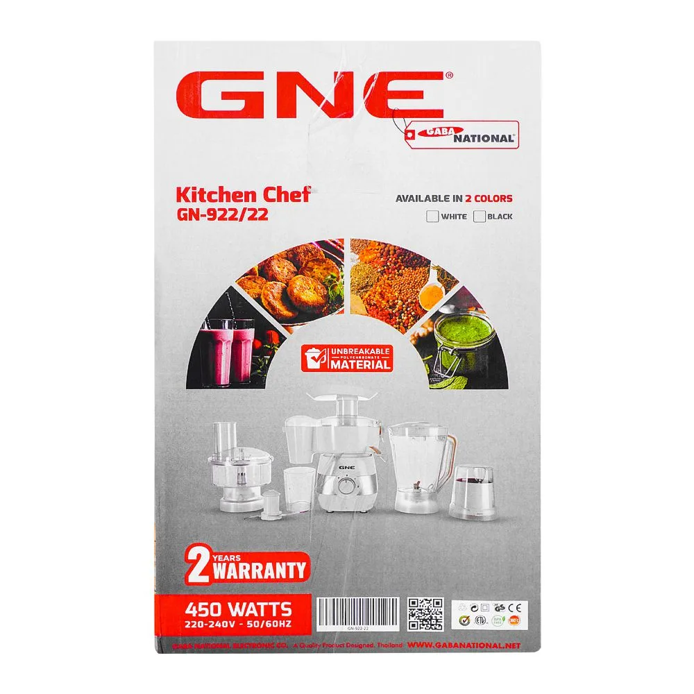Comfortable casual gaba national 9-in-1 food factory, 450w, gne-922/22 u/br