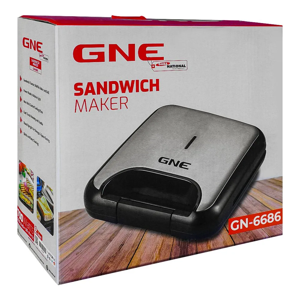 Side view of gaba national sandwich maker, 700w, gn-6686 sm