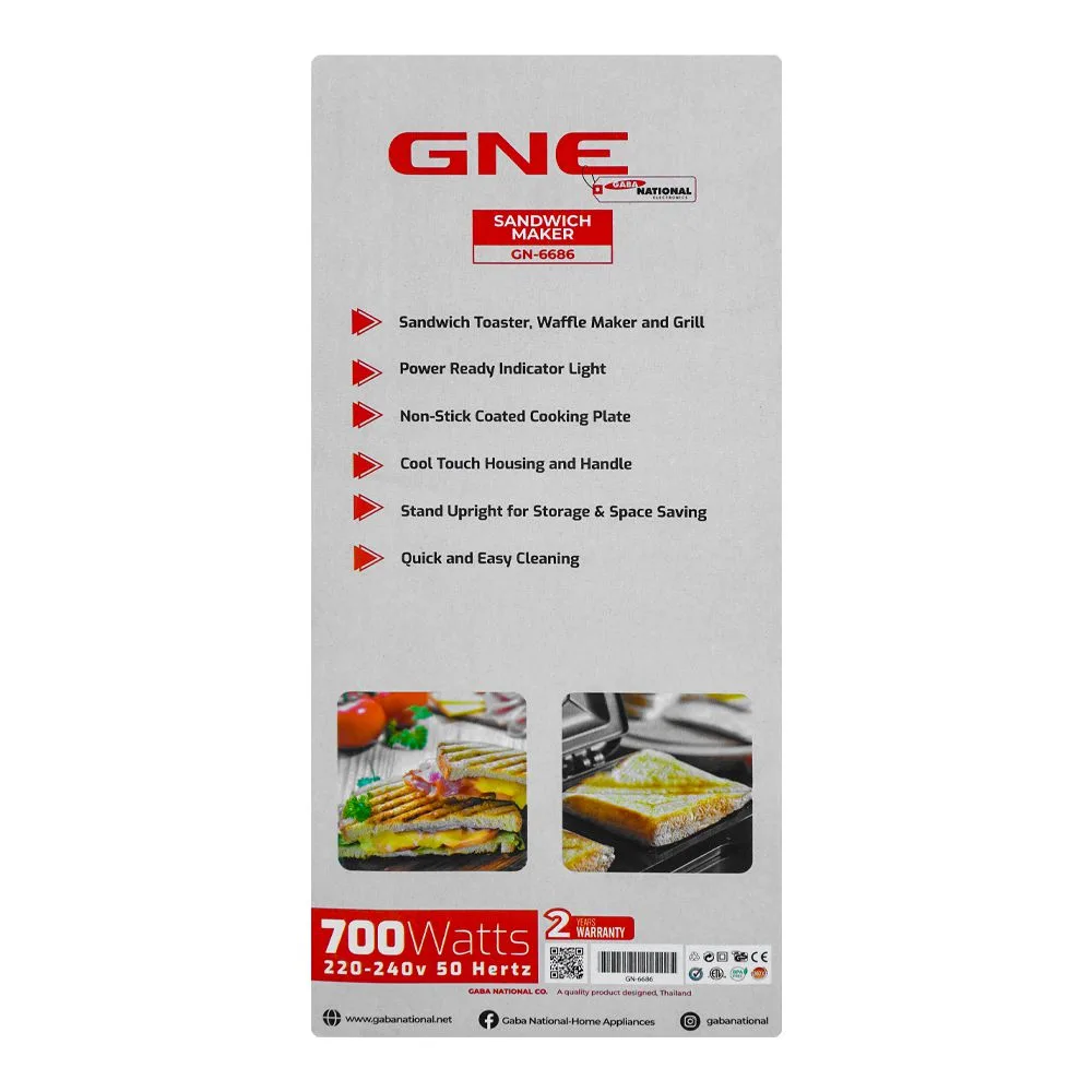 Comfortable casual gaba national sandwich maker, 700w, gn-6686 sm