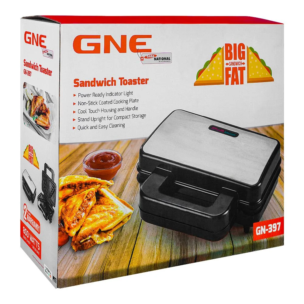 Side view of gaba national sandwich maker, 800w, gn-397 big s/m
