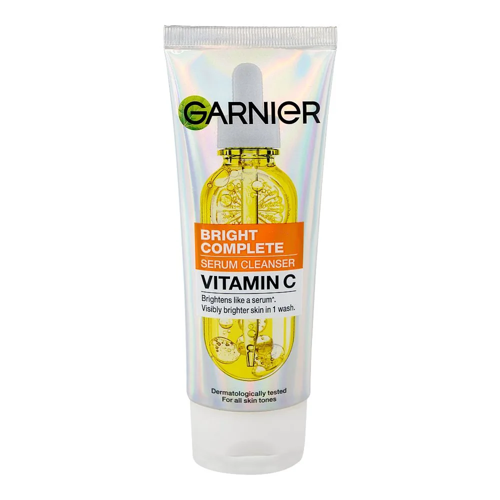 Garnier Bright Complete Vitamin C Serum Cleanser, Citric Acid, For All Skin Tones, 100ml