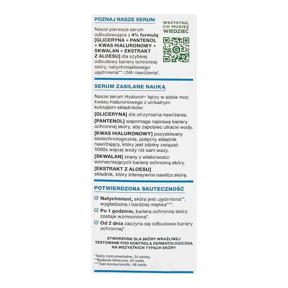 Side view of garnier hyaluron+ barrier repair serum, glycerin & hyaluronic acid, for dry skin, 30ml