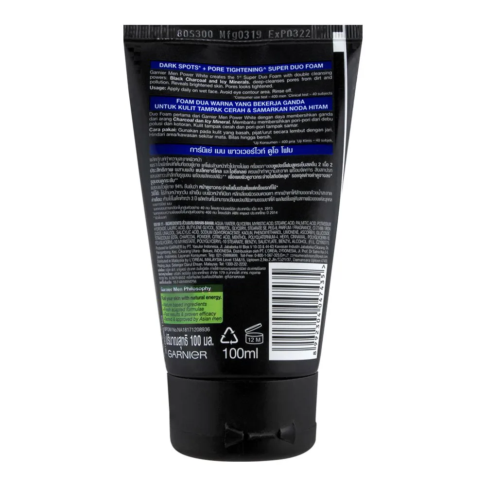 Garnier Men Turbo Bright Dark Spots + Pore Tightening Super Duo Foam, 100ml