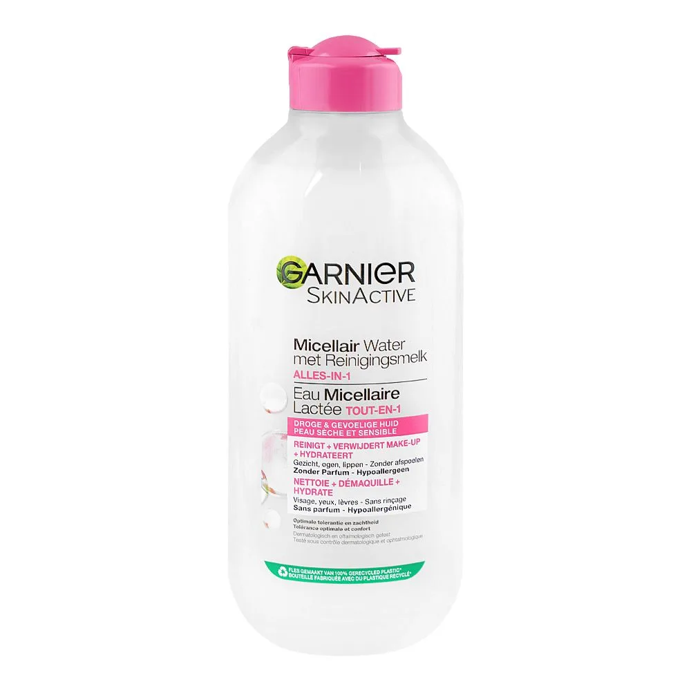 Garnier Skin Active All-in-1 Micellar Cleansing Water, Citric Acid, Glycerin, For Dry & Sensitive Skin, 400ml