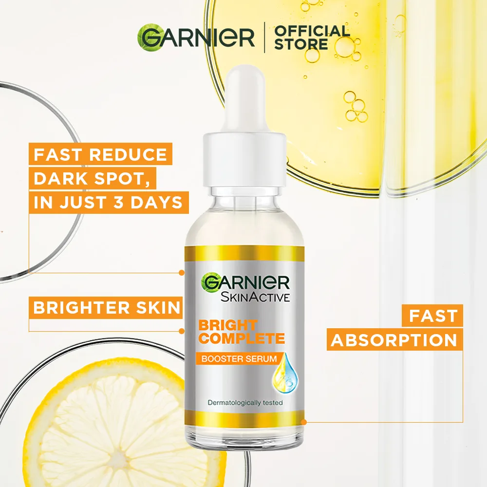 Premium everyday wear garnier skin active bright complete vitamin c booster serum 15 ml - contains niacinamide