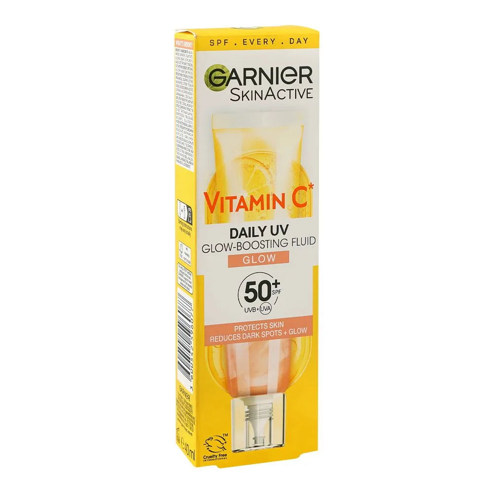 Garnier Skin Active Vitamin C Daily UV Glow-Boosting Fluid, SPF50+ Vegan, 40ml