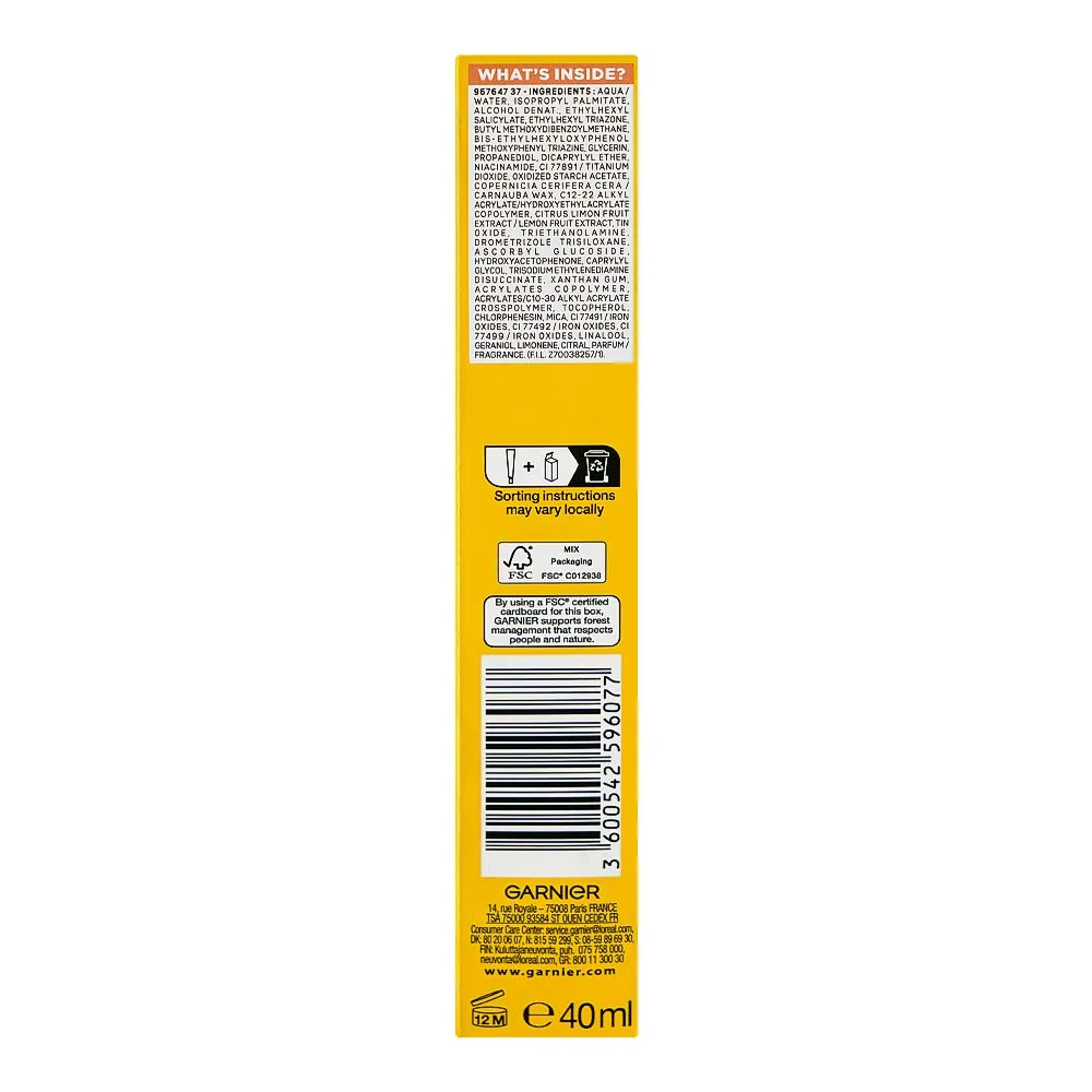 Comfortable casual garnier skin active vitamin c daily uv glow-boosting fluid, spf50+ vegan, 40ml