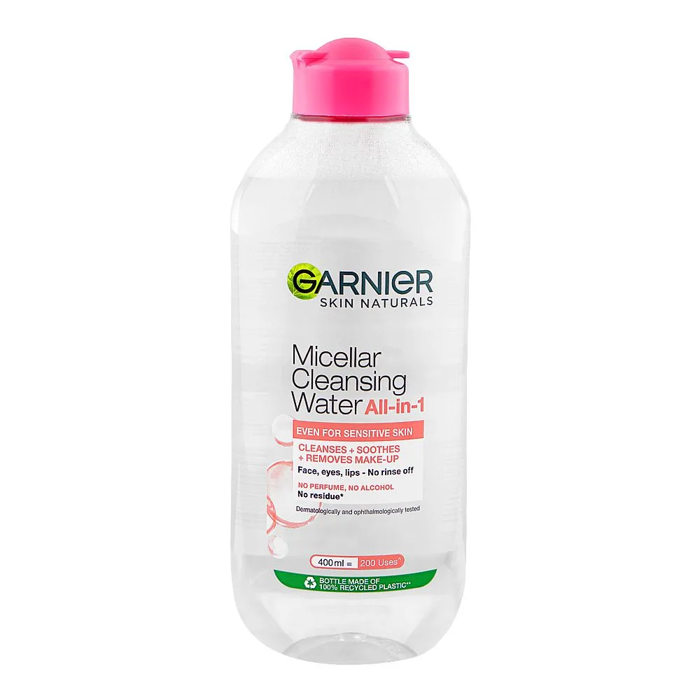 Garnier Skin Naturals Micellar Cleansing Water All-In-1, No Perfume & No Alcohol, For Sensitive Skin, 400ml