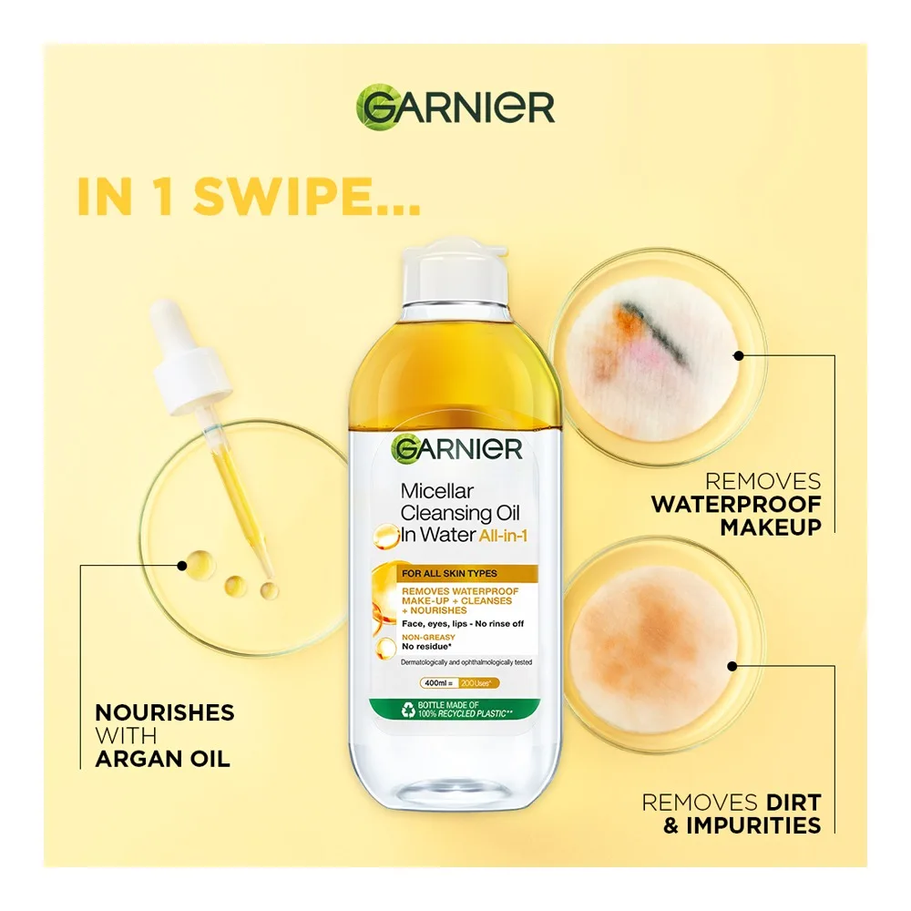Comfortable casual garnier skin naturals micellar cleansing water in oil all in one, for all types of skin, 125ml