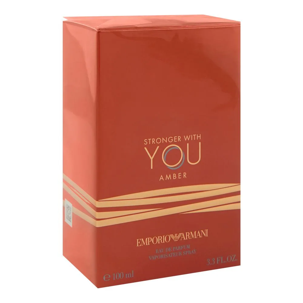 Side view of giorgio armani emporio armani stronger with you amber, eau de parfum, for men & women, 100ml
