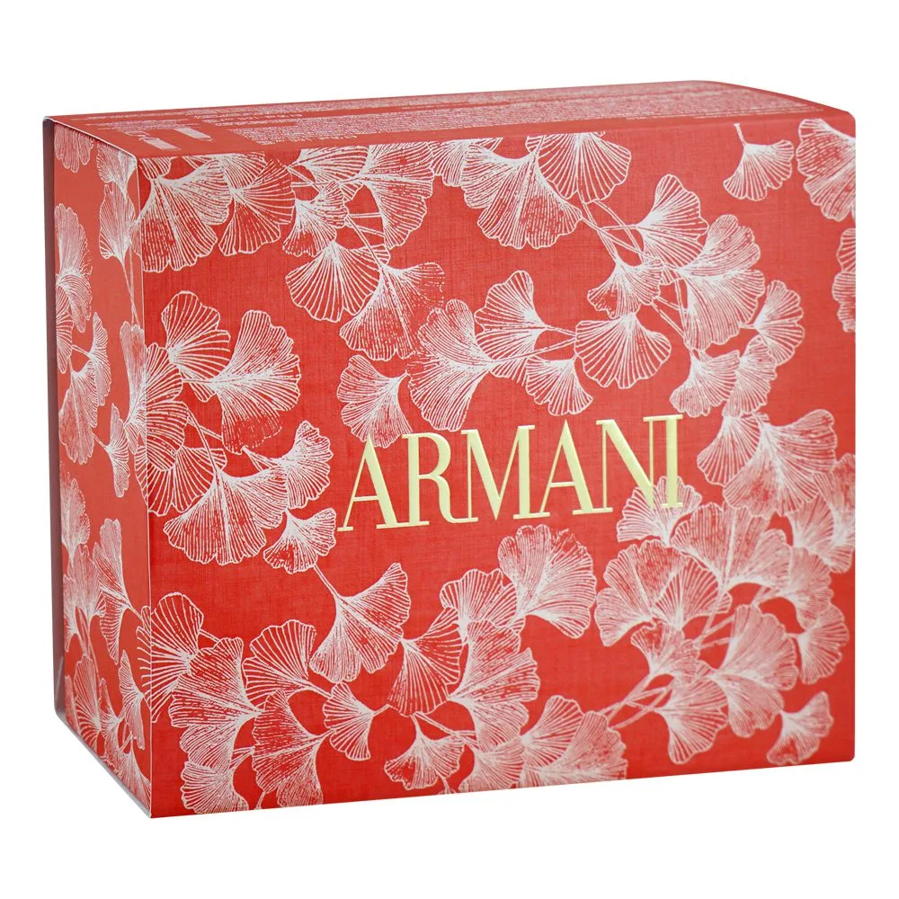 Side view of giorgio armani my way set, for women, eau de parfum 50ml + body lotion 50ml + shower gel 50ml