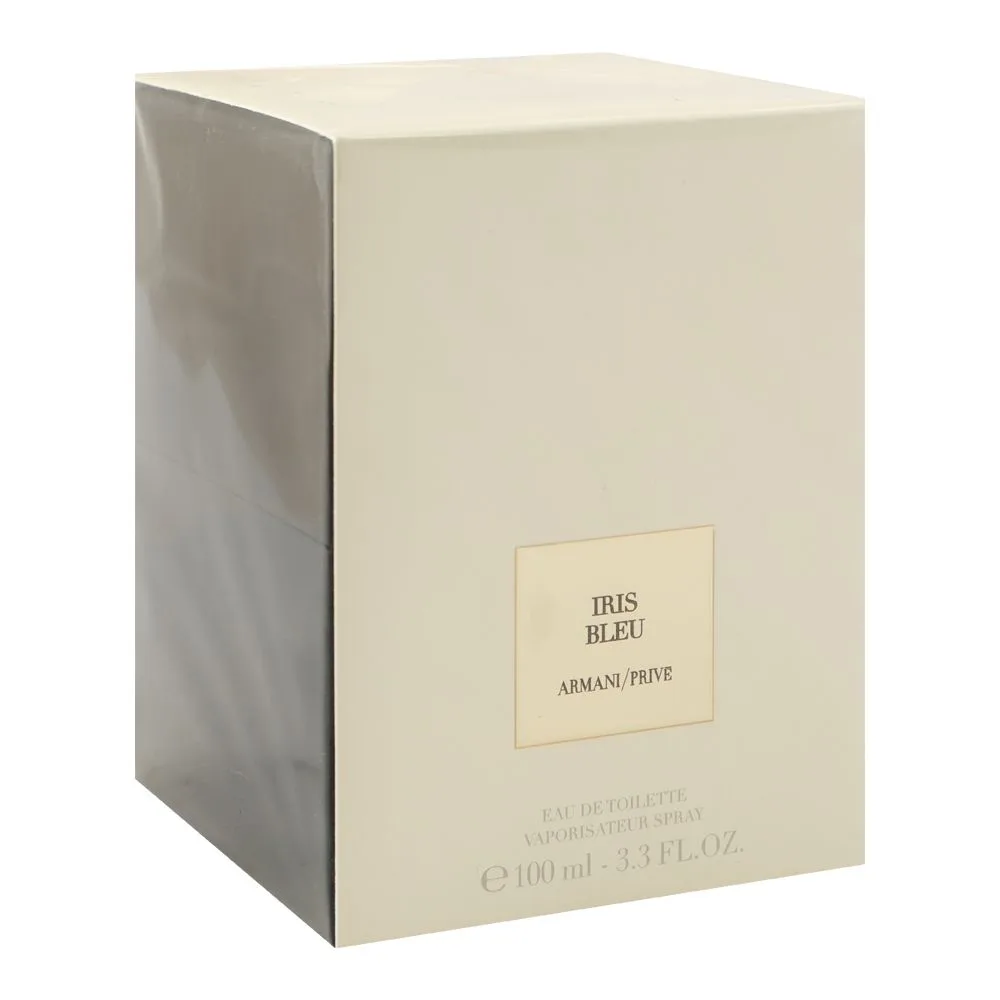 Side view of giorgio armani prive iris bleu, eau de toilette, for men & women, 100ml