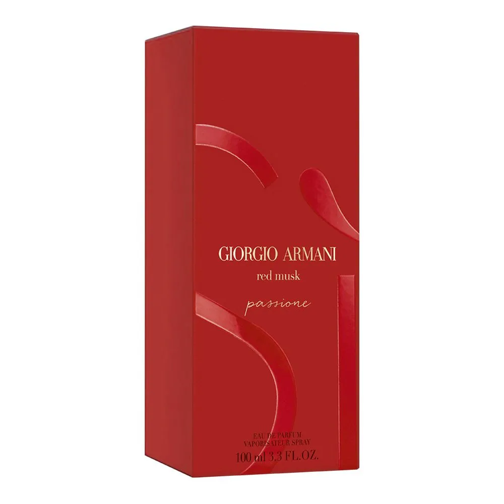 Side view of giorgio armani red musk passione, eau de parfum, for women, 100ml