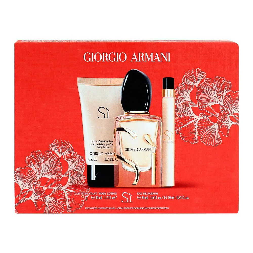Comfortable casual giorgio armani si set, for women, eau de parfum, 50ml + eau de parfum 10ml + body lotion 50ml