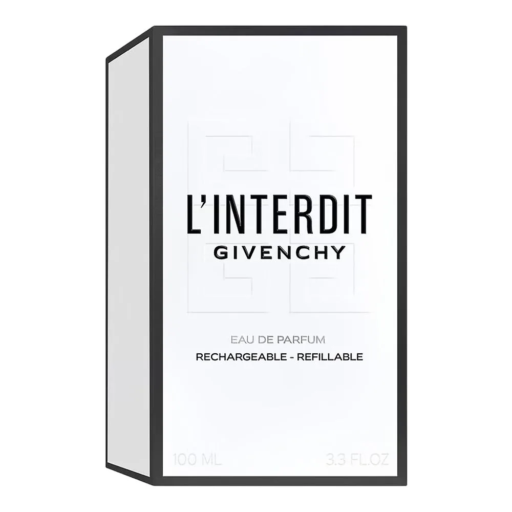 Side view of givenchy l'interdit refillable, eau de parfum, for women, 100ml