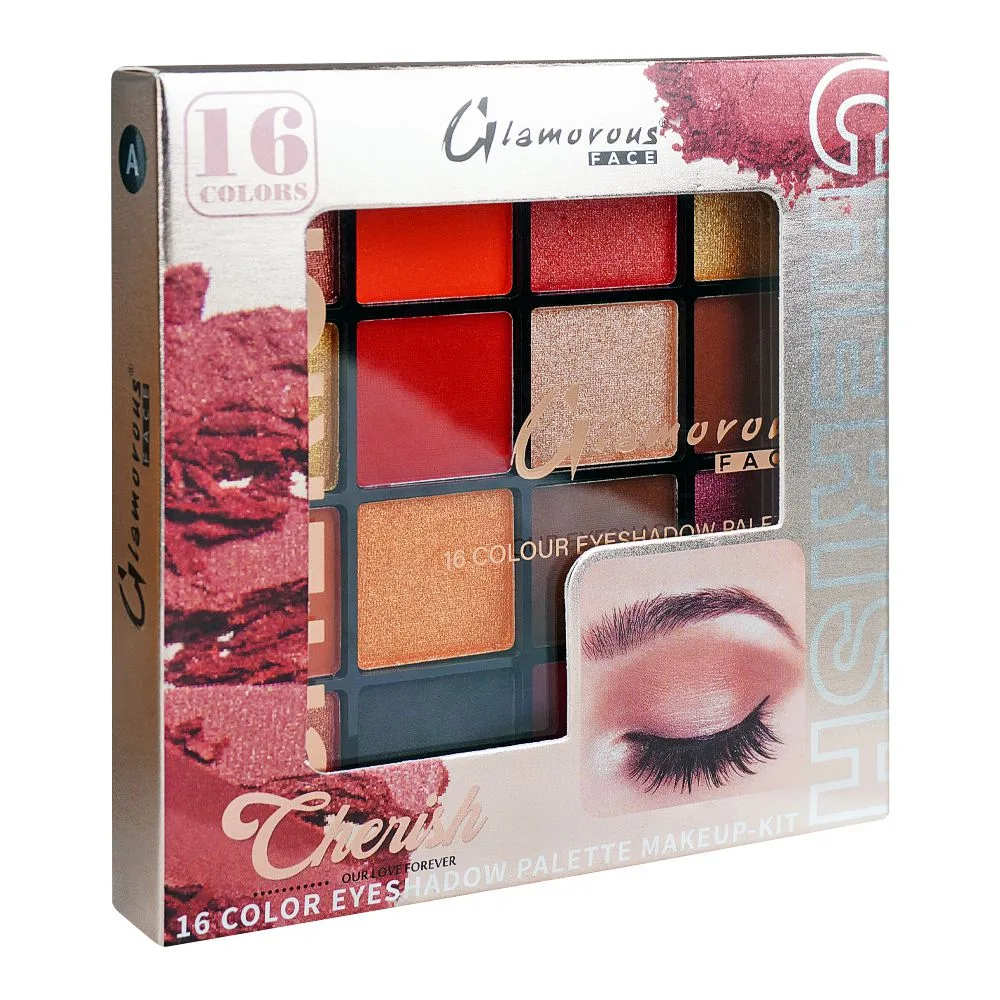 Glamourous Face Cherish Eyeshadow Palette With 16 Shades, GF8091 shades and color detail