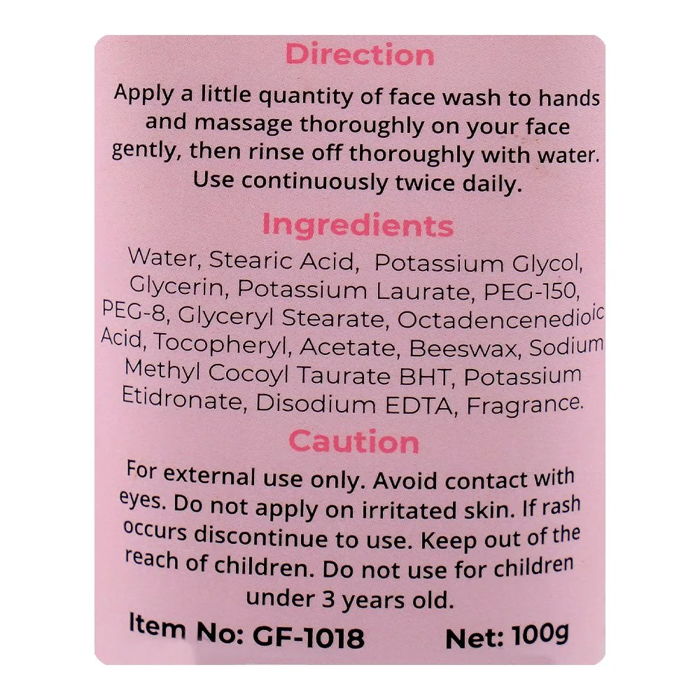 Comfortable casual glamourous face japanese sakura extracts whitening face wash, for eliminating dark spots, 100g, gf-1018