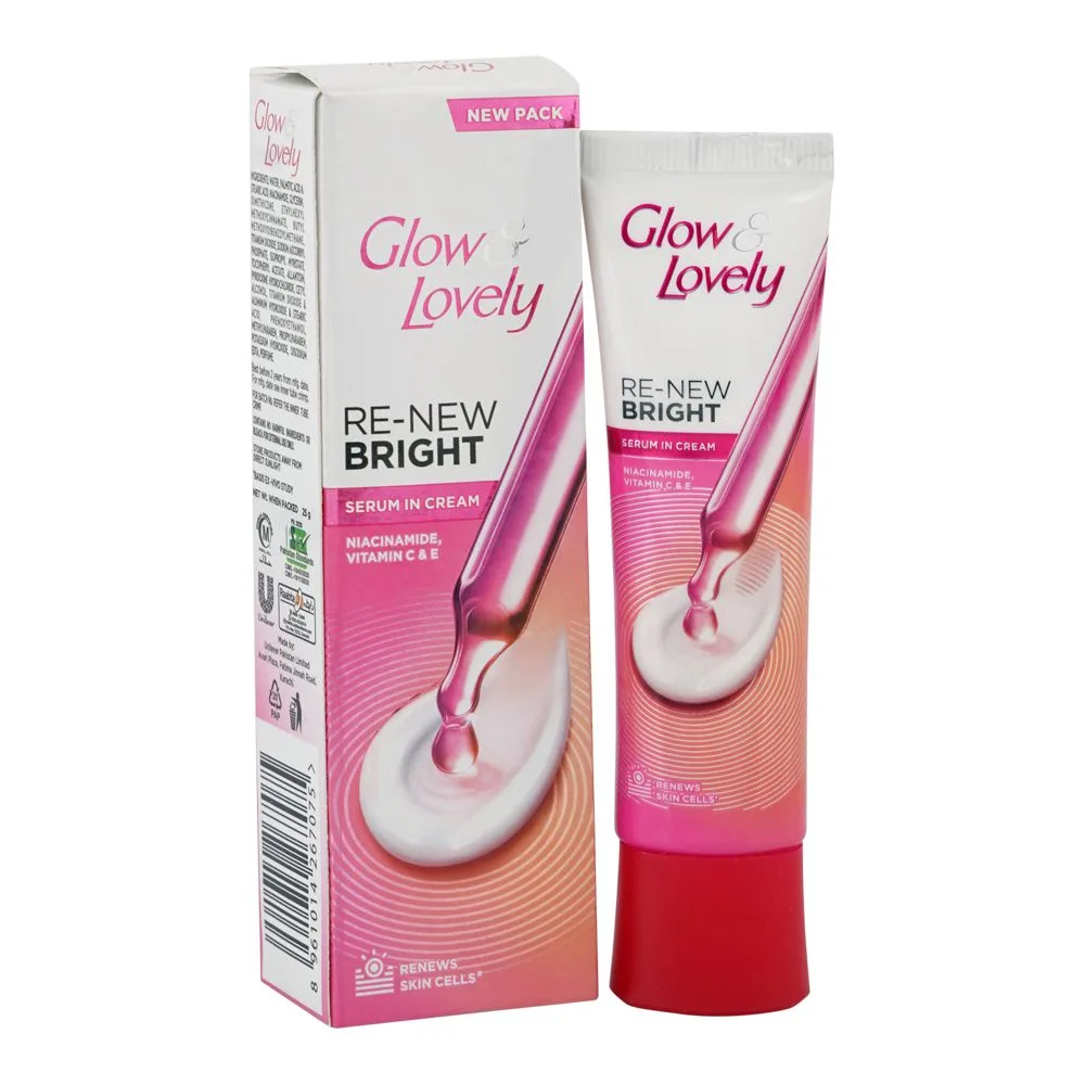 Glow & Lovely Re-New Bright Serum In Cream, Niacinamide, Glycerin, 25g