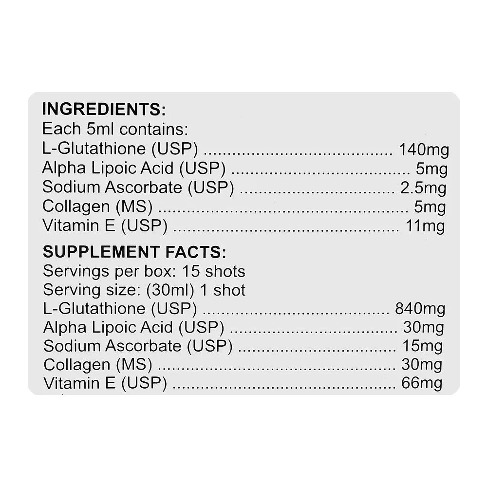 Premium everyday wear gluvit's glutathione oral liquid, sugar free, for wrinkles & fine lines, 30ml