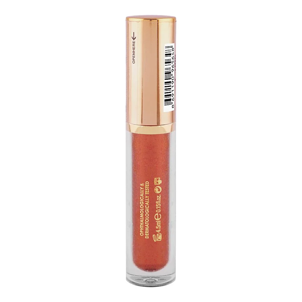 Side view of golden rose diamond breeze shimmering liquid eyeshadow, 03 iconic copper