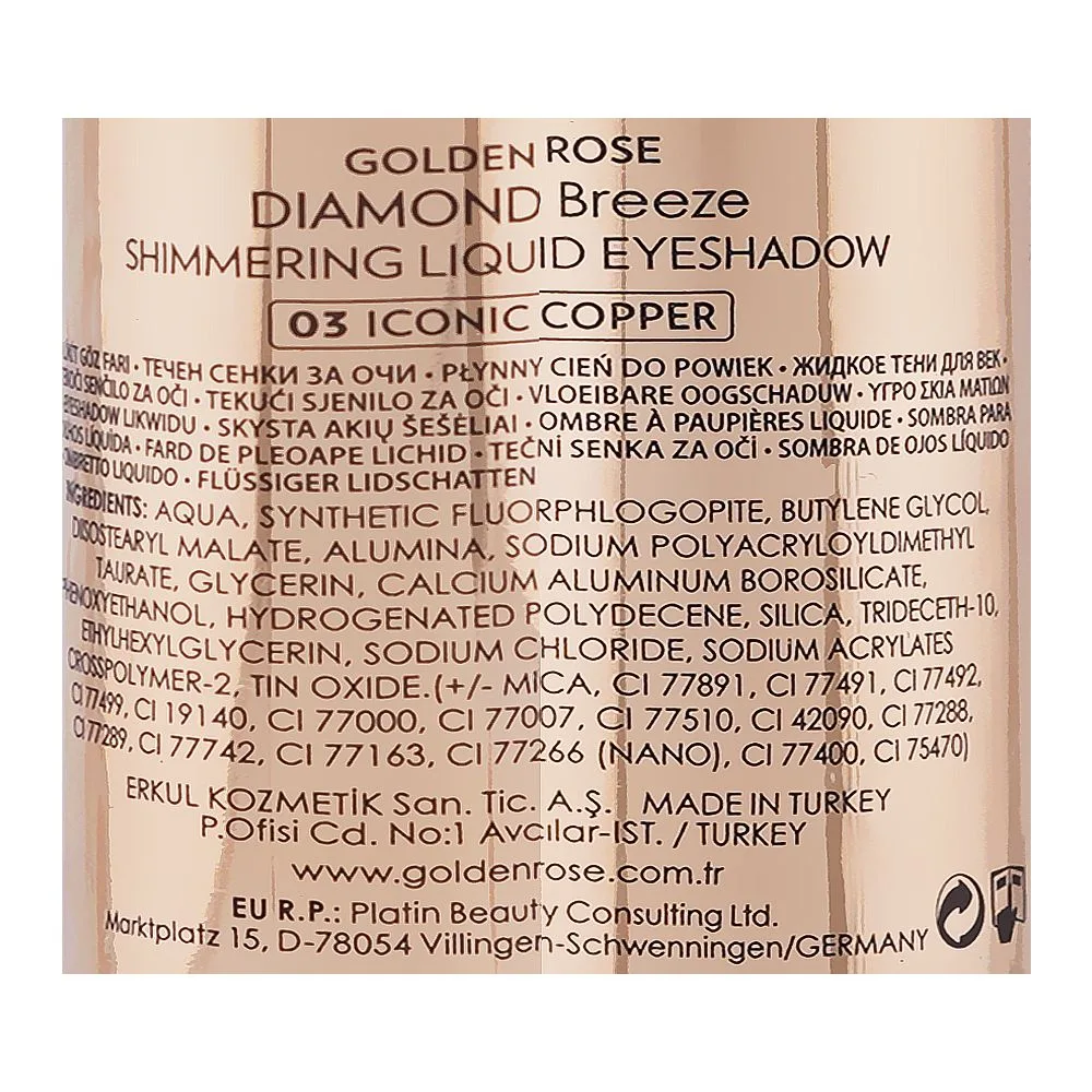 Comfortable casual golden rose diamond breeze shimmering liquid eyeshadow, 03 iconic copper