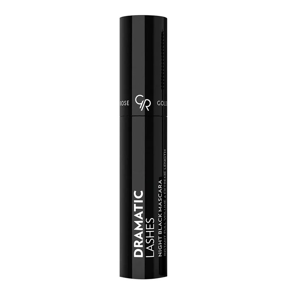Side view of golden rose dramatic lashes instant full volume & extreme length night mascara, black