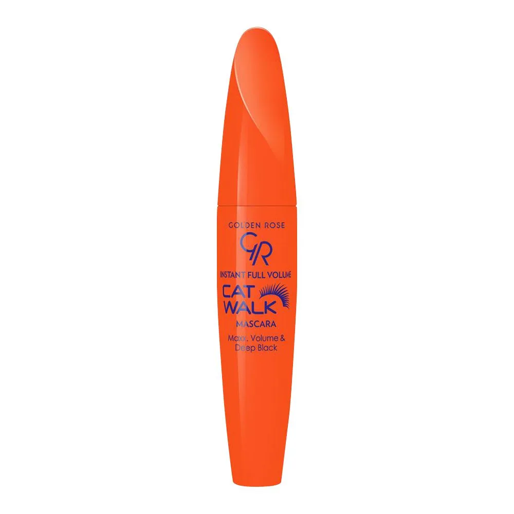 Side view of golden rose instant full volume cat walk mascara deep, black