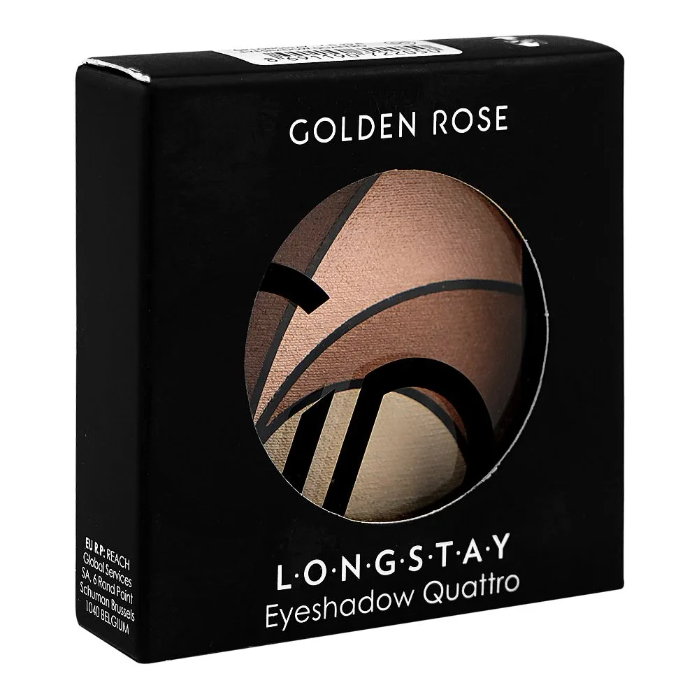 Side view of golden rose long stay eye shadow, paraben free, quattro 05, 3.5g