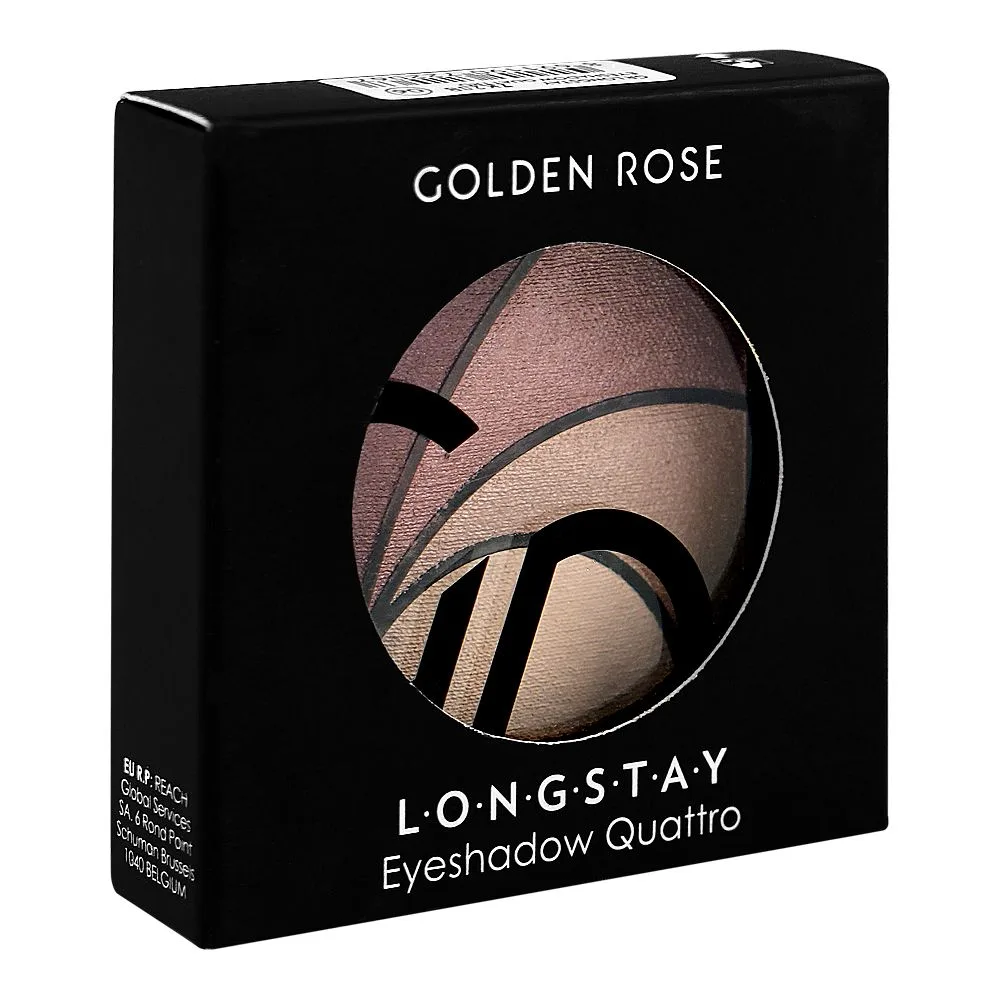 Side view of golden rose long stay eye shadow, paraben free, quattro 06, 3.5g