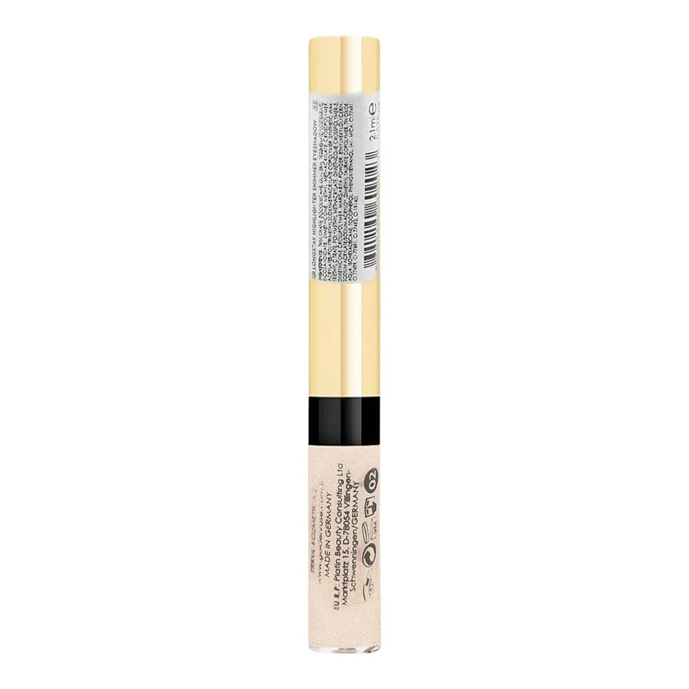 Side view of golden rose long stay highlighter shimmer eyeshadow, 2.1ml, no. 02