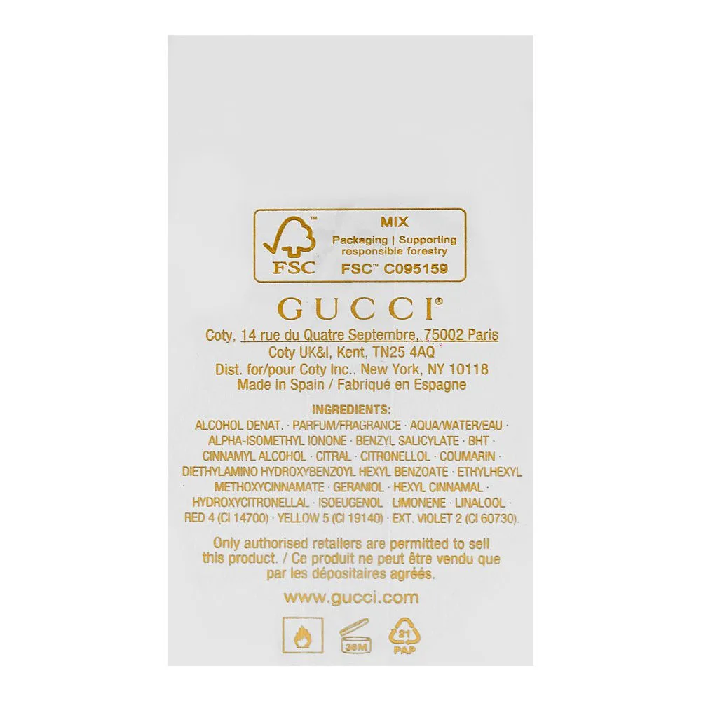 Side view of gucci guilty pour femme, eau de parfum, for women, 30ml
