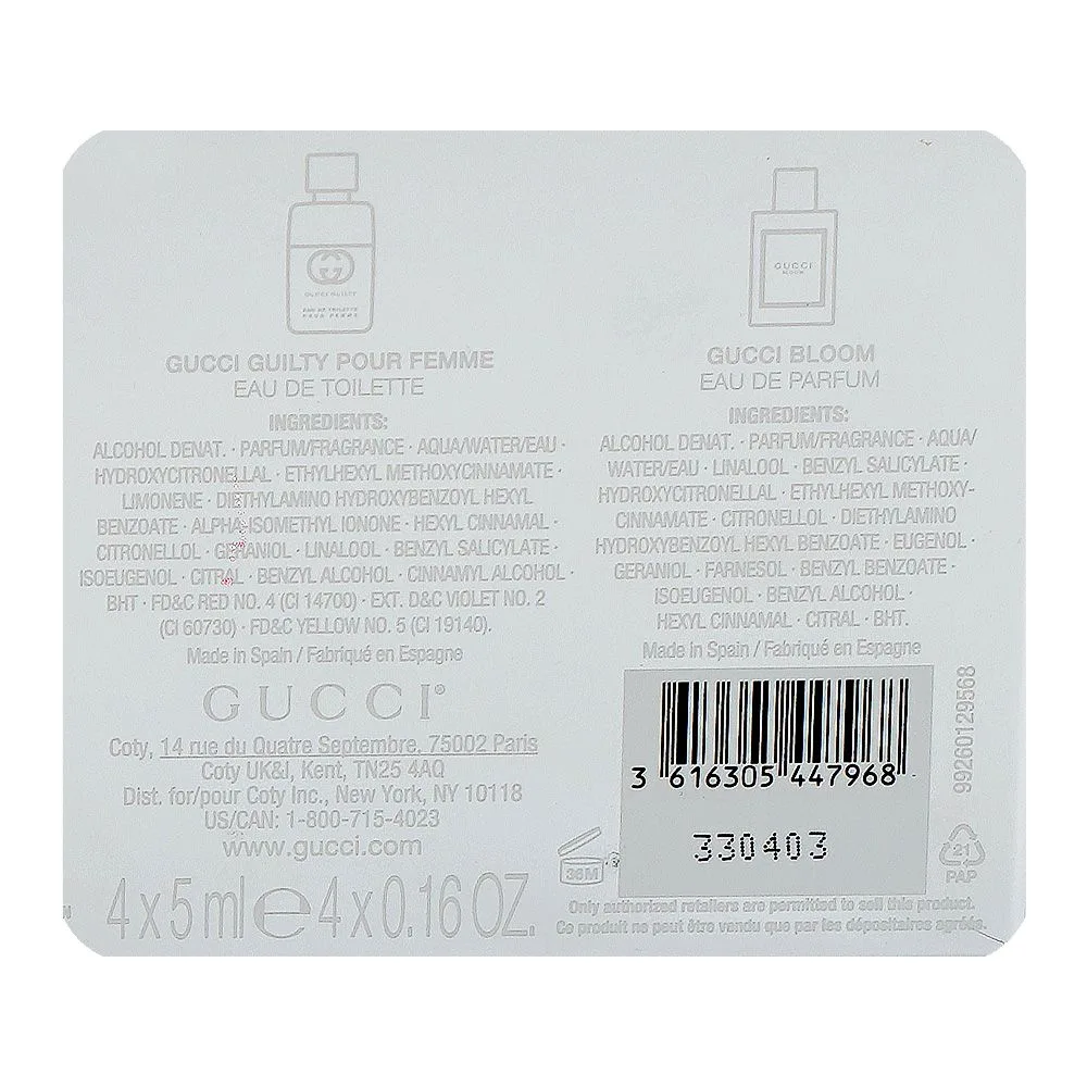 Comfortable casual gucci miniatures set, for women 4 x 5ml bloom + guilty + flora gorgeous gardenia + flora gorgeous orchid